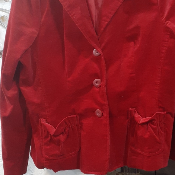 Torrid red velvet feel blazer jacket size 2 - Picture 2 of 9